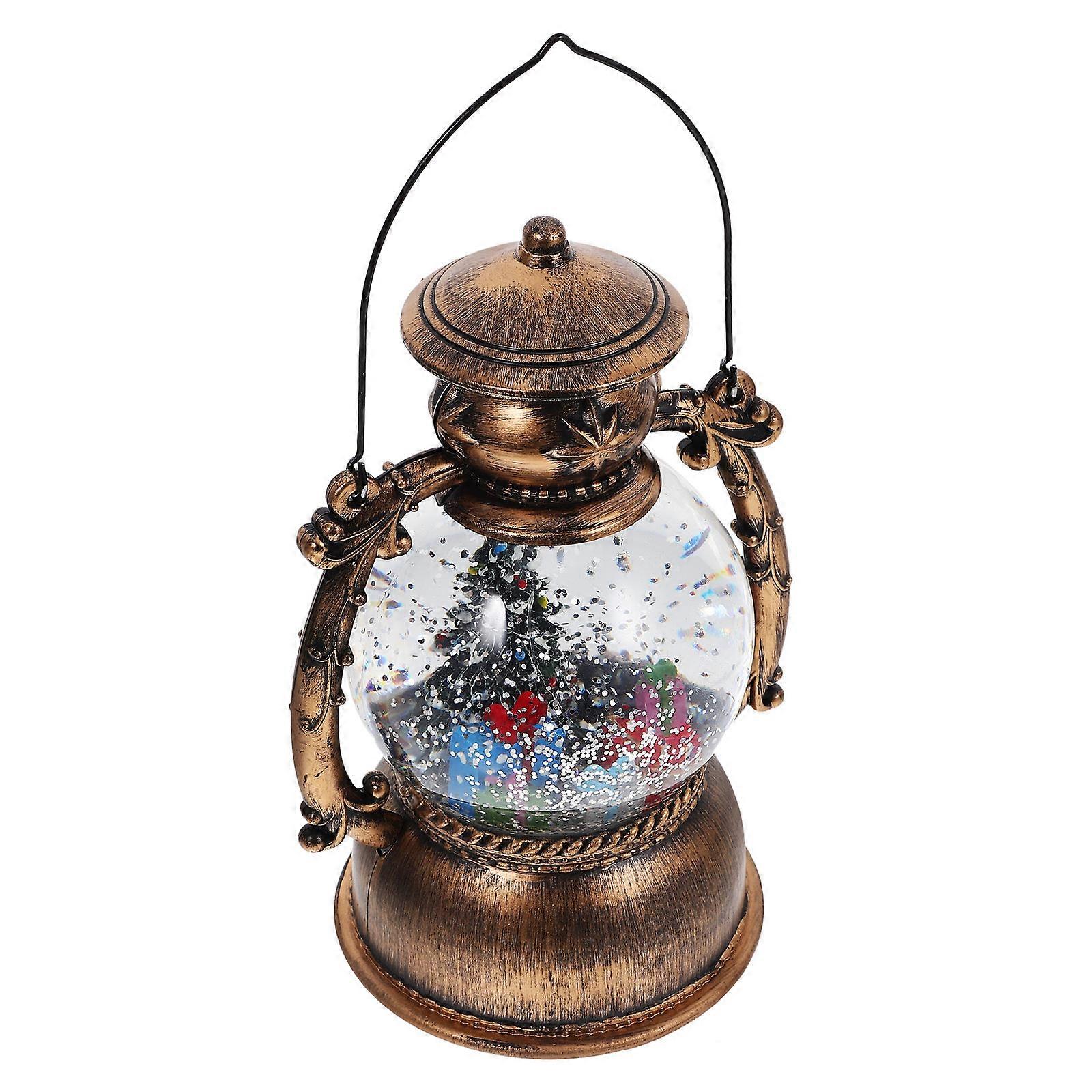 LED Lighted Christmas Snow Globe Music Box Designed For Festive Indoor Holiday Celebrations With Lantern Shape 1Pack
