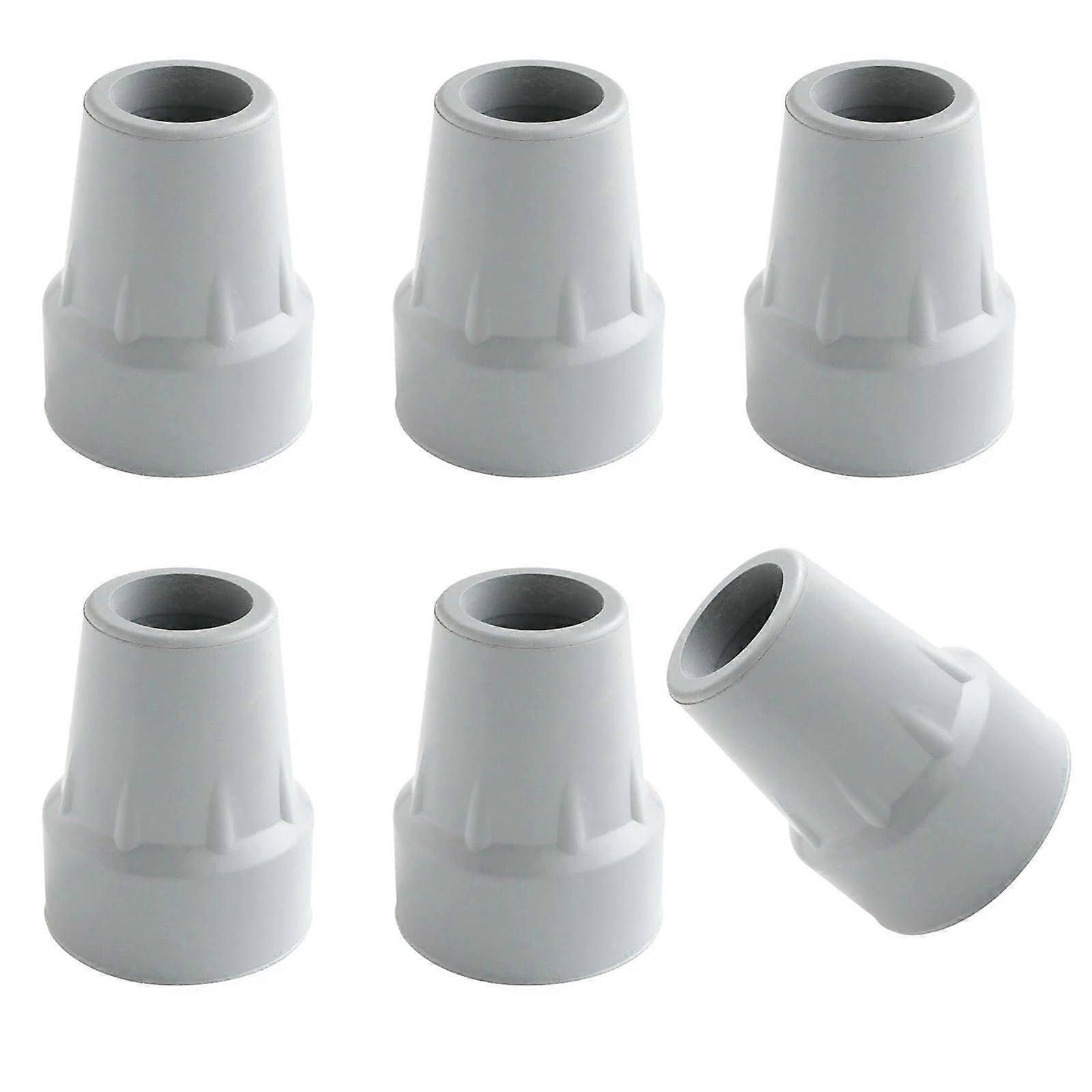 Cane Tips 2.2 cm Rubber Replacement Feet 6-Pack Gray Durable Accessories for Crutches