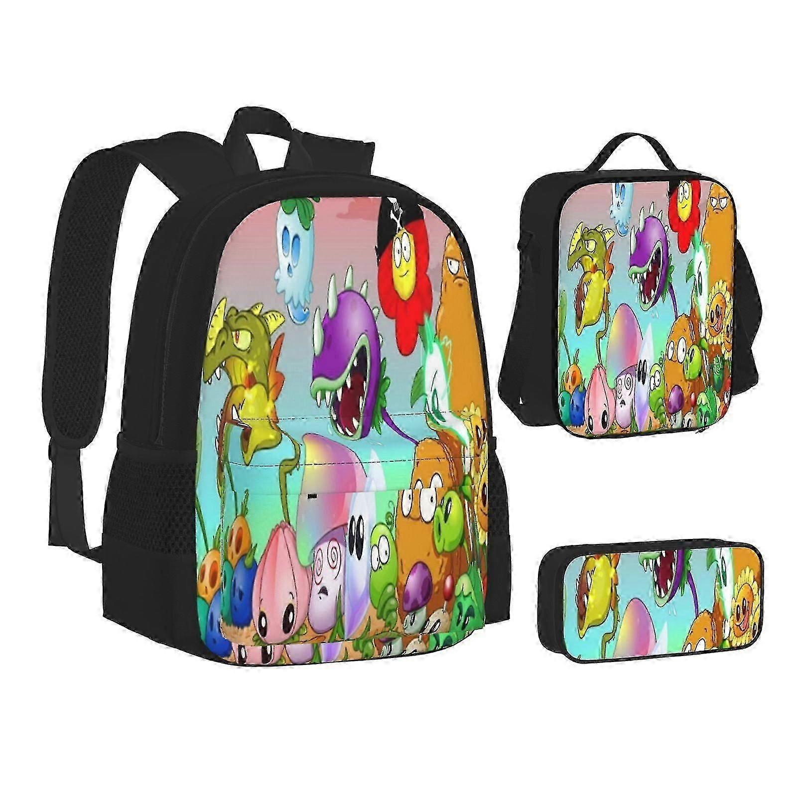 أساسيات المدرسة Plants vs Zombies: حقيبة ظهر مع صندوق غداء وحقيبة قلم رصاص - متين