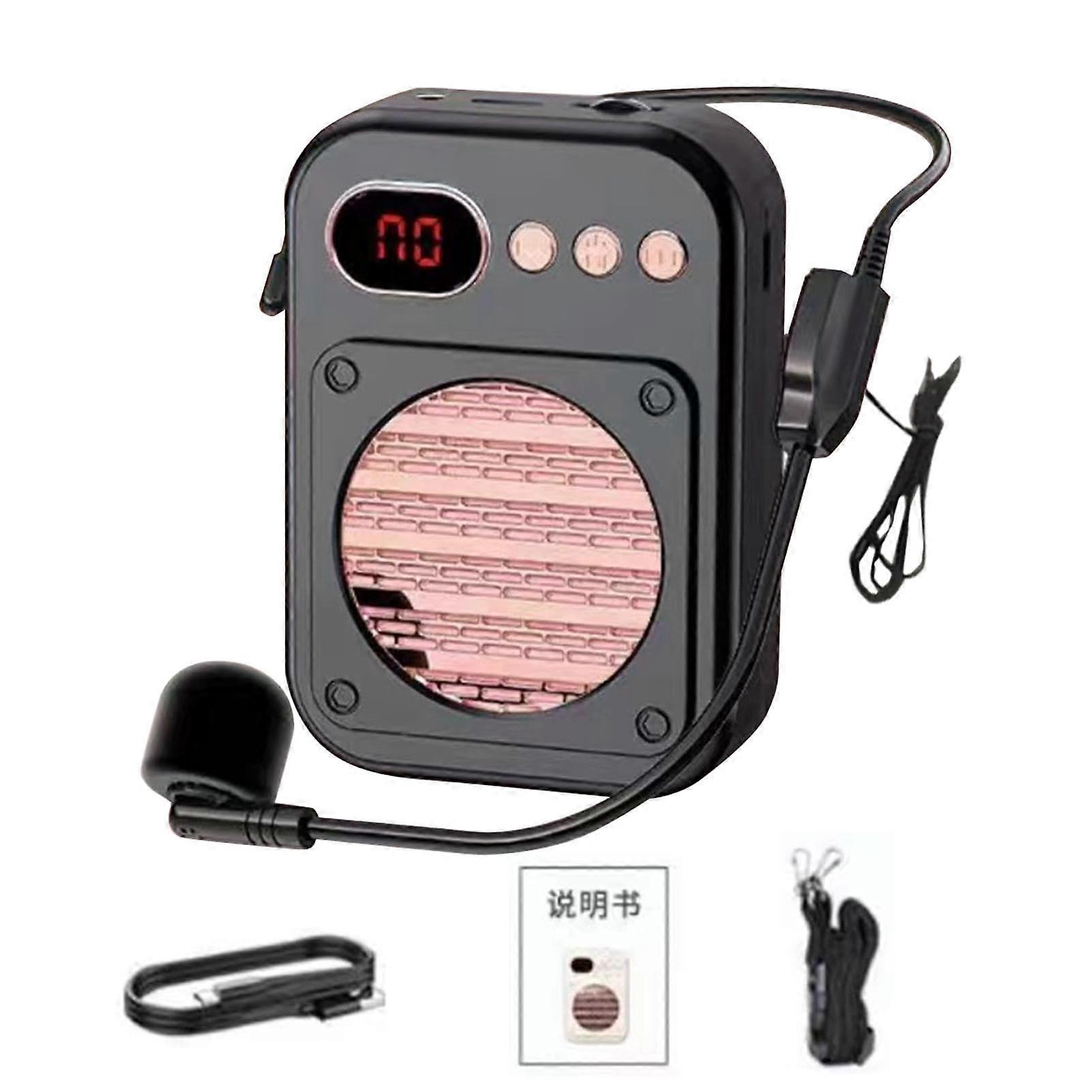 Personal Voice Amplifier Portable, Rechargeable, 12 Hours Runtime, Classroom Microphone, Black