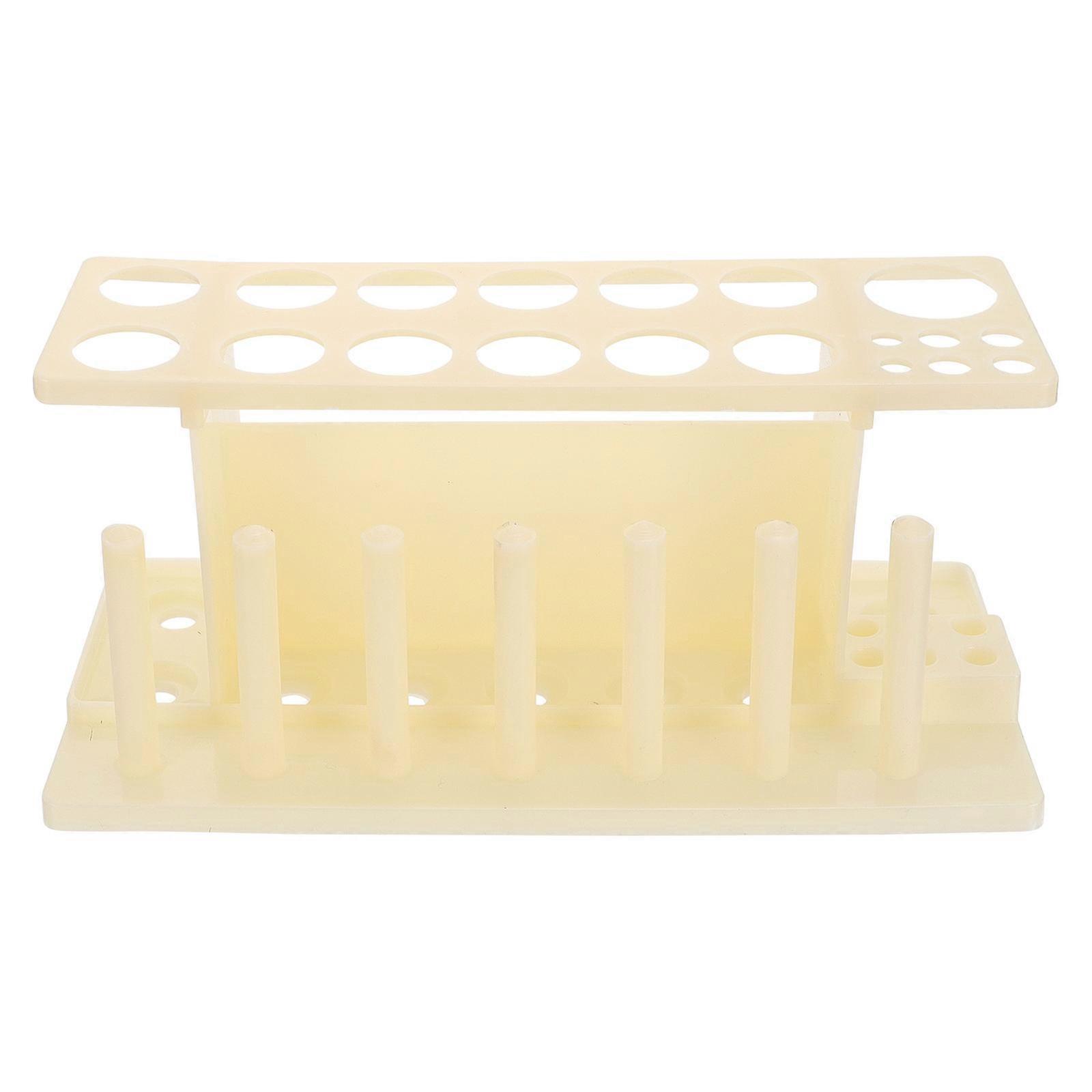 Scientific Tube Rack Storage Solution for Lab Work Crafted from Rectangular Beige Plastic 1Set