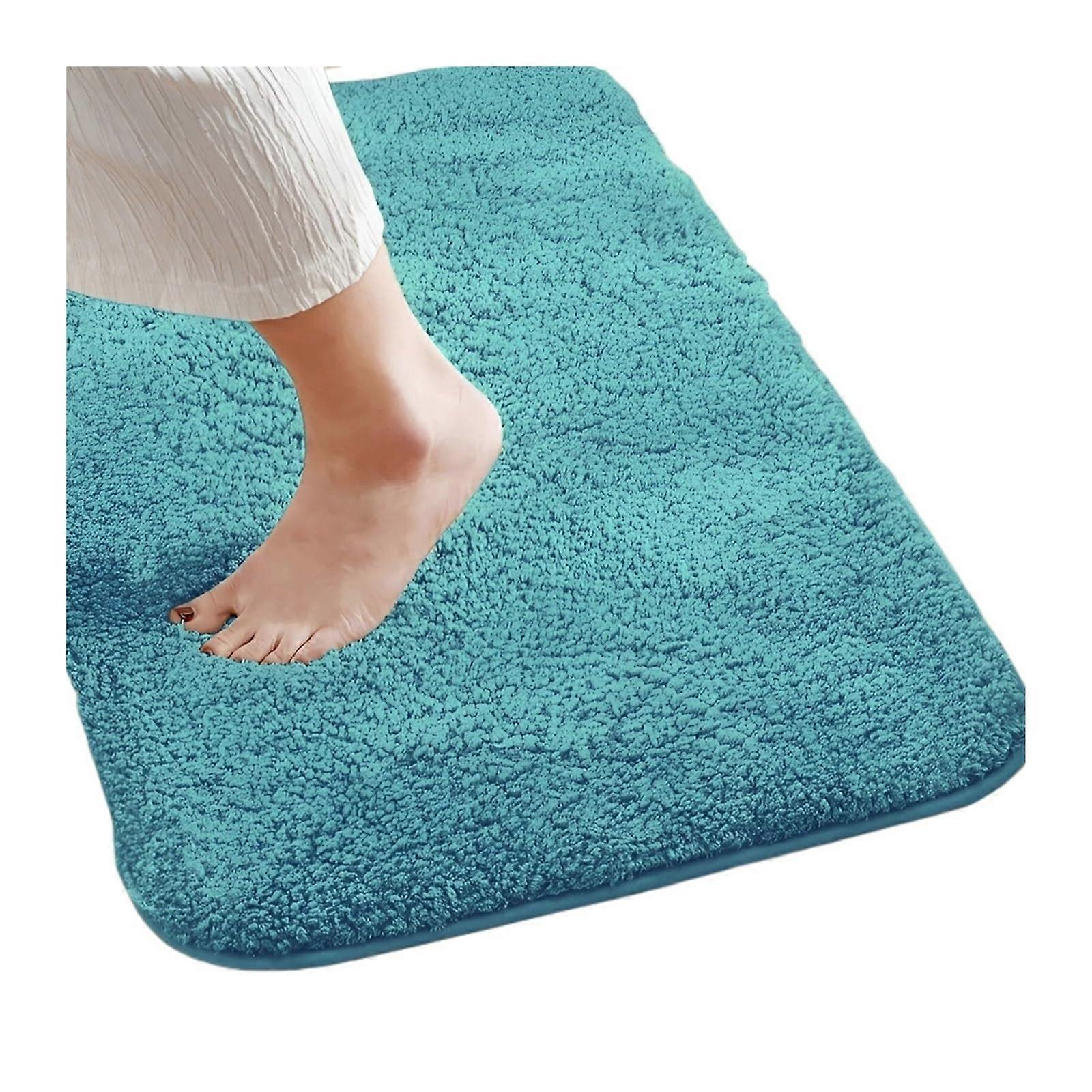 Absorbent Bath Mat, Fast-Drying Non-Slip Floor Mat, 50x80 cm, Blue, Soft Carpet for Bathroom and Bedroom