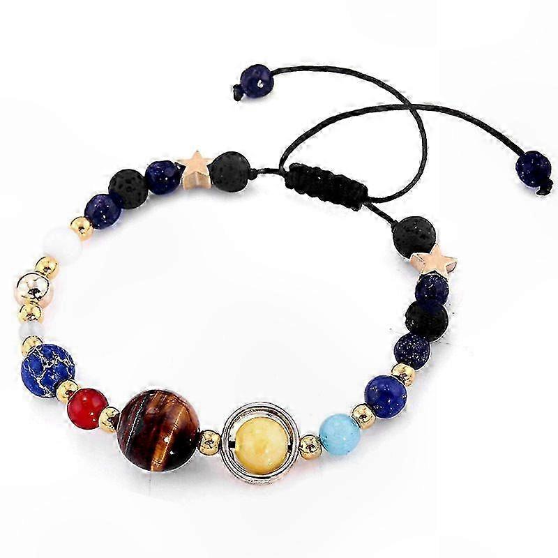 Galaxy-Inspired Beaded Bracelet Set with Planetary Design