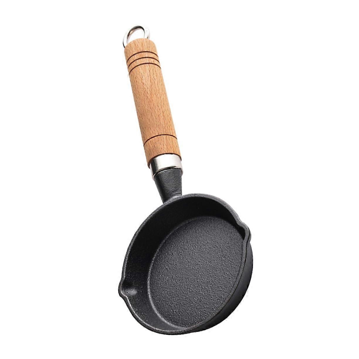 Mini Cast Iron Egg Frying Pan 16cm Non-Stick Omelet Pan with Ergonomic Handle for Induction and Home Cooking
