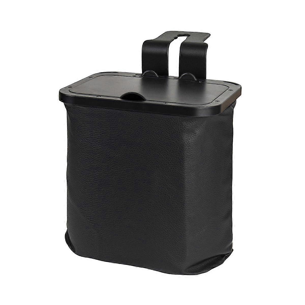 Car Trash Can, Waterproof  Leather Collapsible Vehicle Dustbin with Hook
