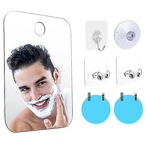 Portable Shower Makeup Mirror Anti Fog With Suction Cups And Hooks Square Frameless Lightweight Travel