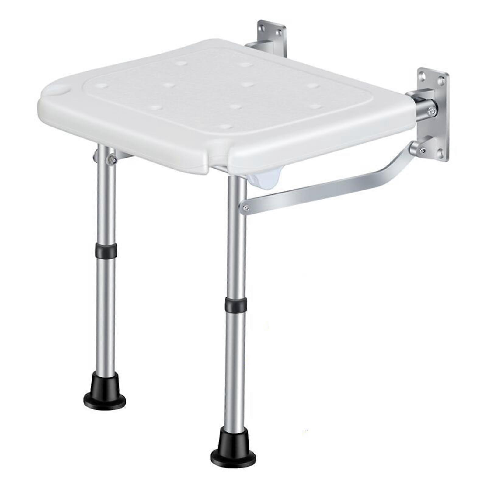 Folding Shower Seat Wall Mounted Flipup Bath Seat with Nonslip Feet for Elderly Disabled 4253cm
