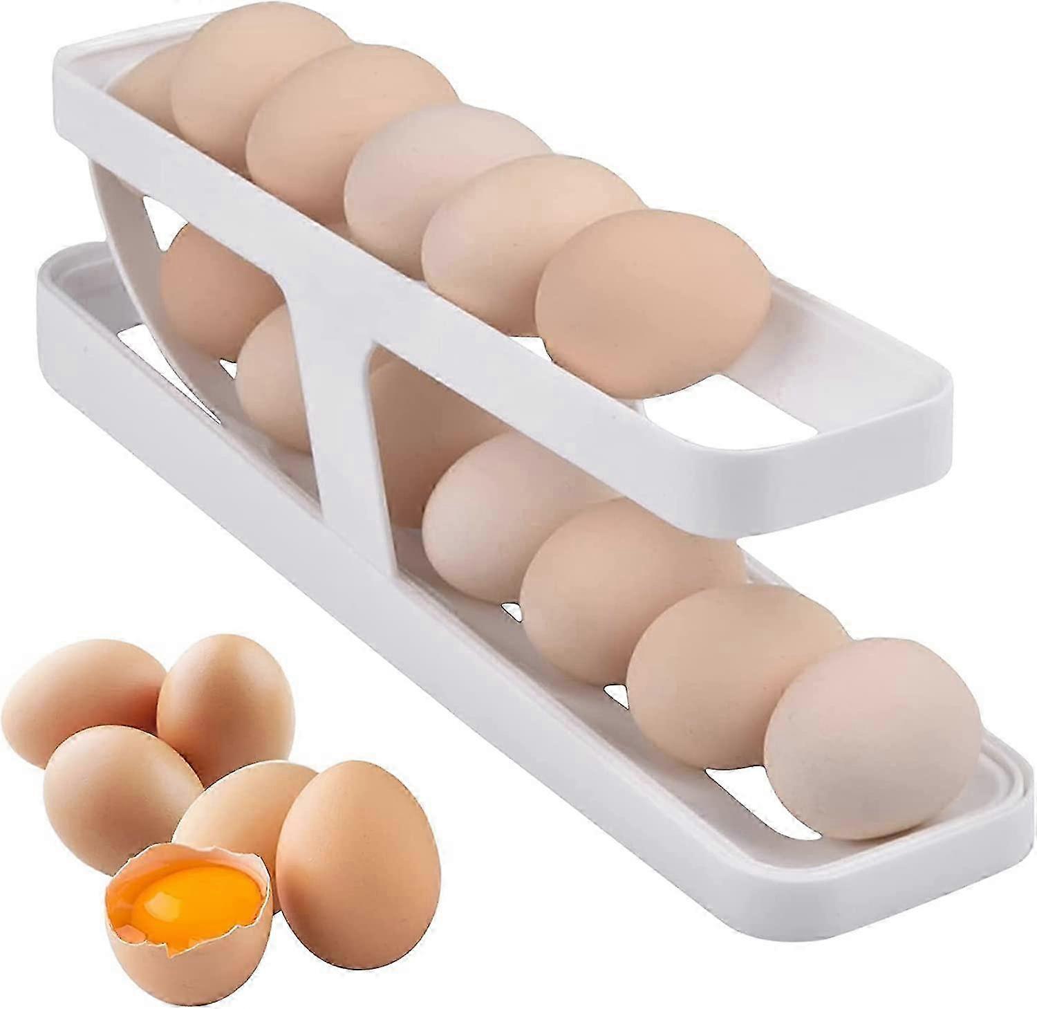 Egg Holder Fridge, Fridge Organizer, Automatic Rolling Storage 12-14 Eggs