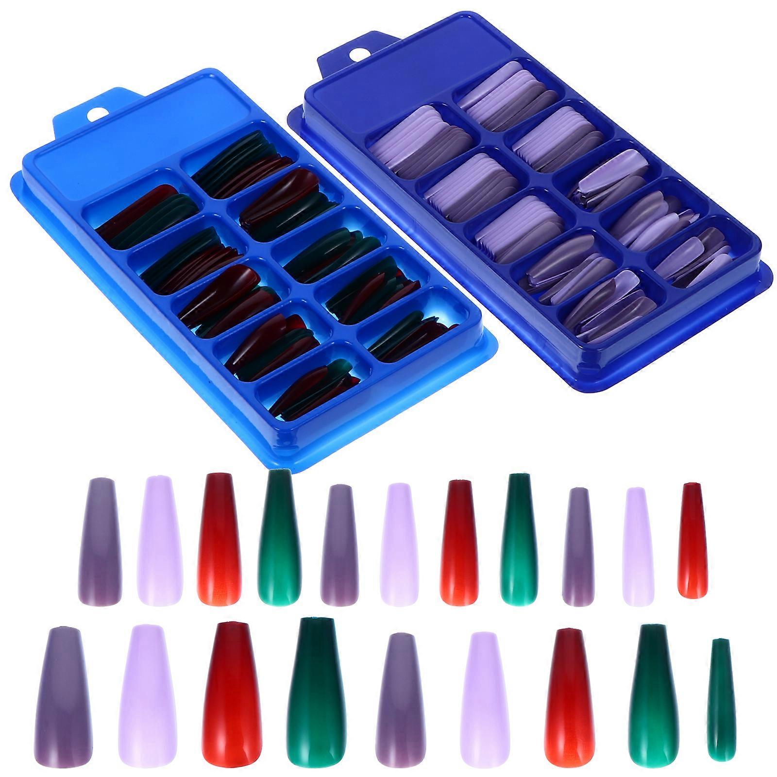 Press-on Nails Assorted Color False Nail for Women Abs Material Durable 2 Sets