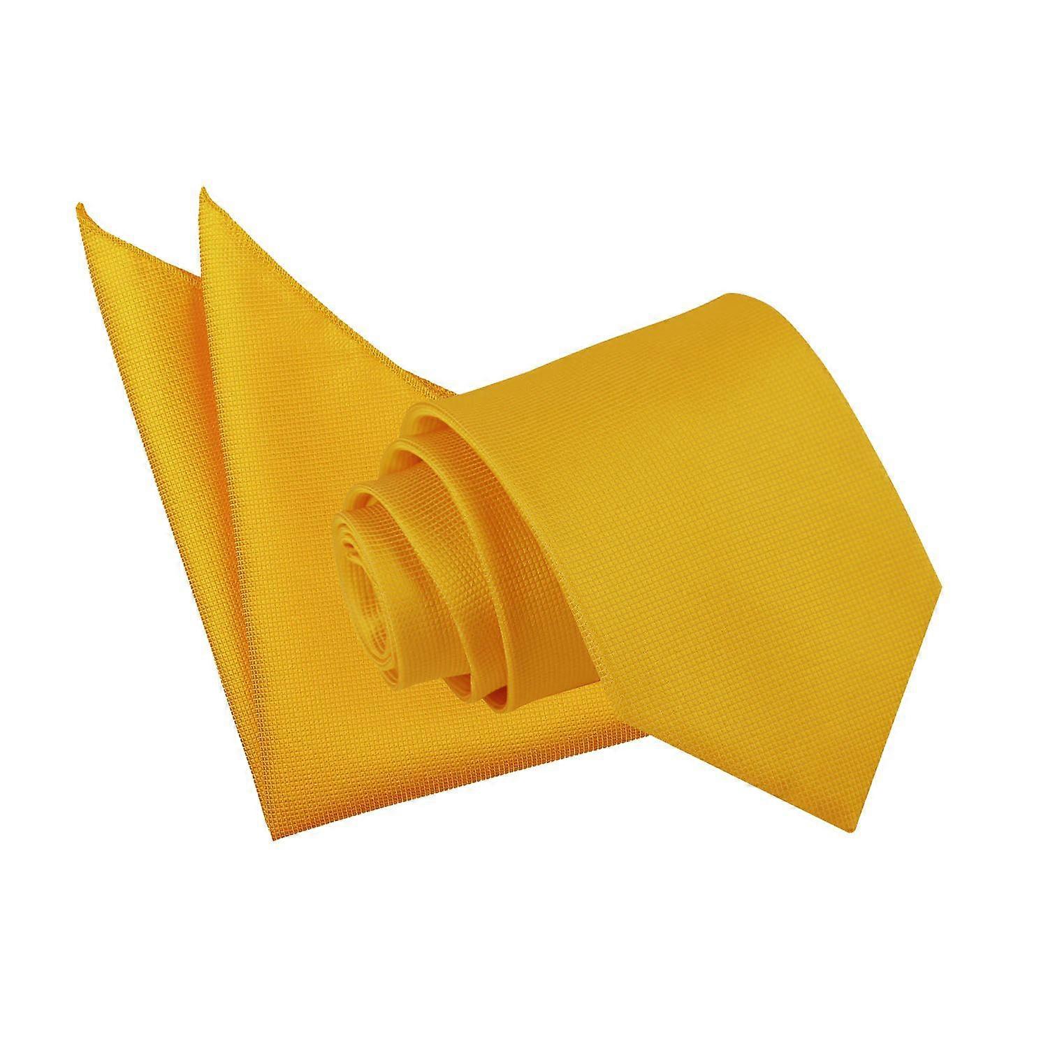 Sunflower Gold Solid Check Tie and Pocket Square Set