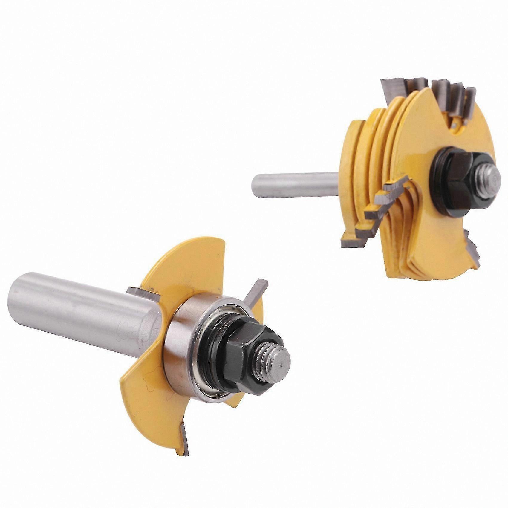 2 Pieces Slot Cutter with 3 Wings Router Bit 1/2 and 1/4 Inch Shank Adjustable Woodworking Tool Set
