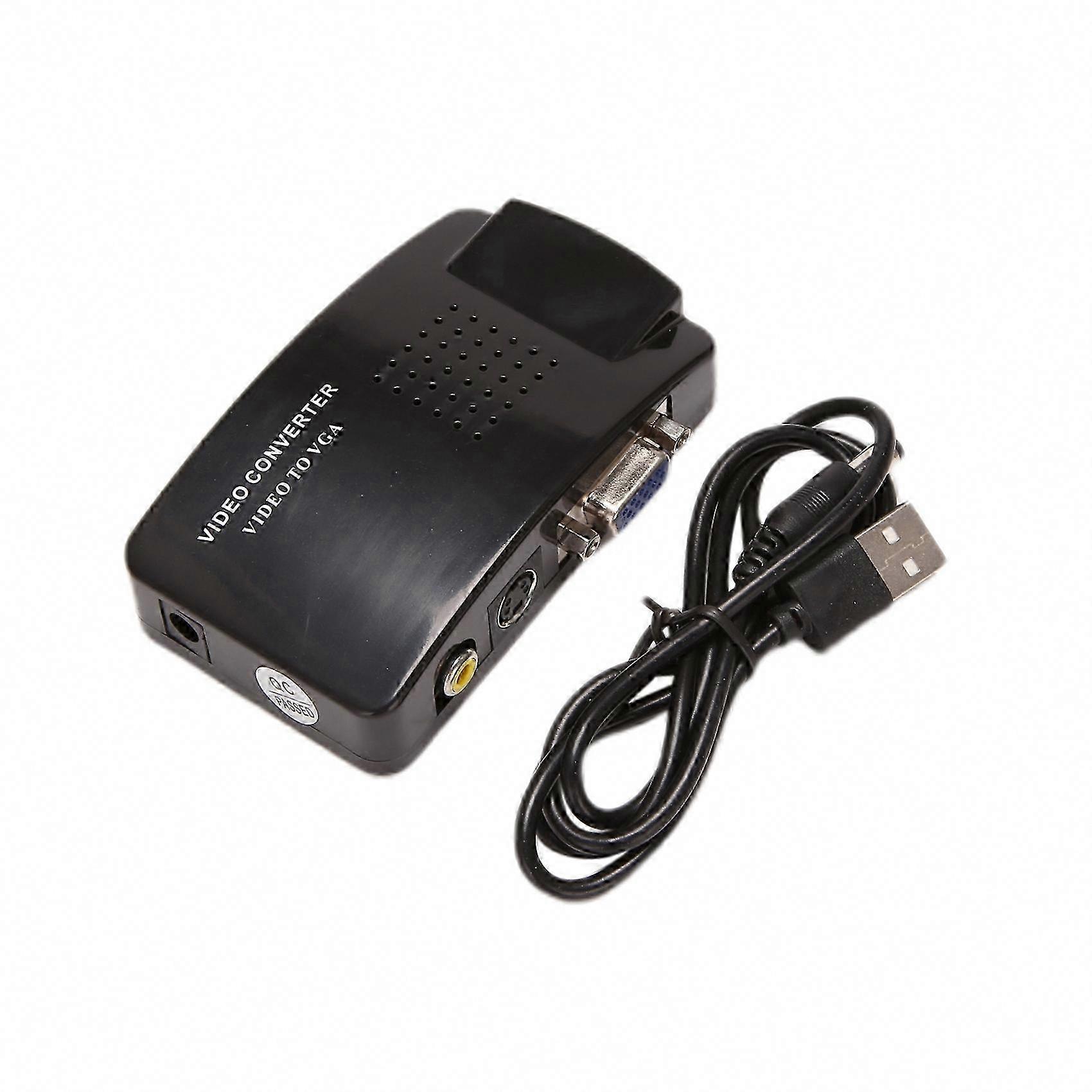 RCA to VGA Converter, AV S-Video to VGA Adapter for PC Monitor, Composite Video Input to VGA Output Switch Box