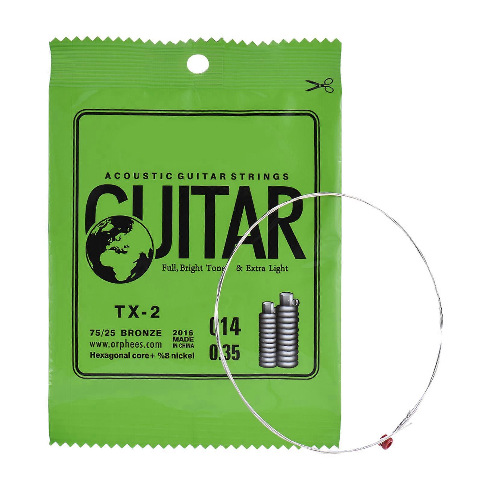 Orphee TX-2 Single String Replacement for Acoustic Folk Guitar 2nd B-String (.014) 10-Pack High-carbon Steel Core 75/25 Phosphor Bronze Extra Light T