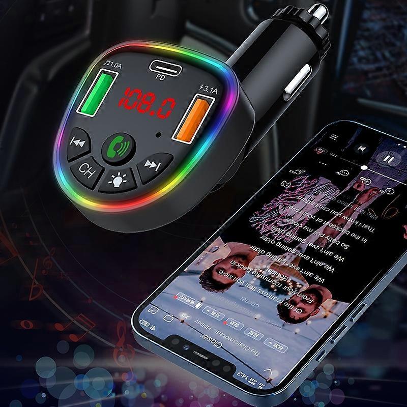 P23 Car Bluetooth-compatible Adapter Voltage Detection MP3 Player 1 Type-C+2 USB Car Charger