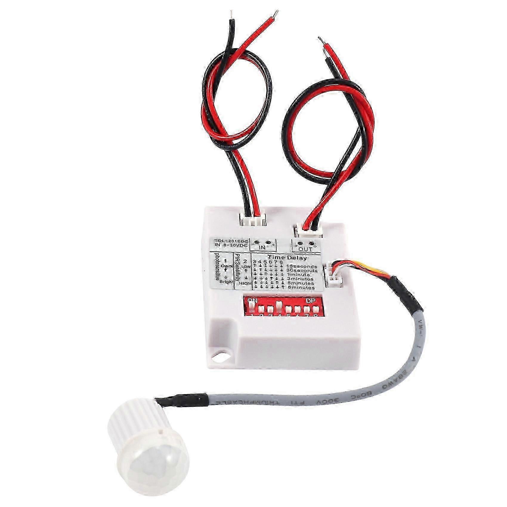 12V 24V PIR モーションセンサースイッチ IR 赤外線人間検出時間遅延リレー LED ライト用