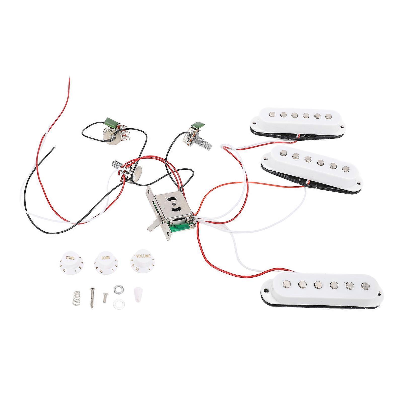 Electric Guitar Pickups Kit Prewired Set Single Coil with Timbre Volume Line Replacement for ST Panel White