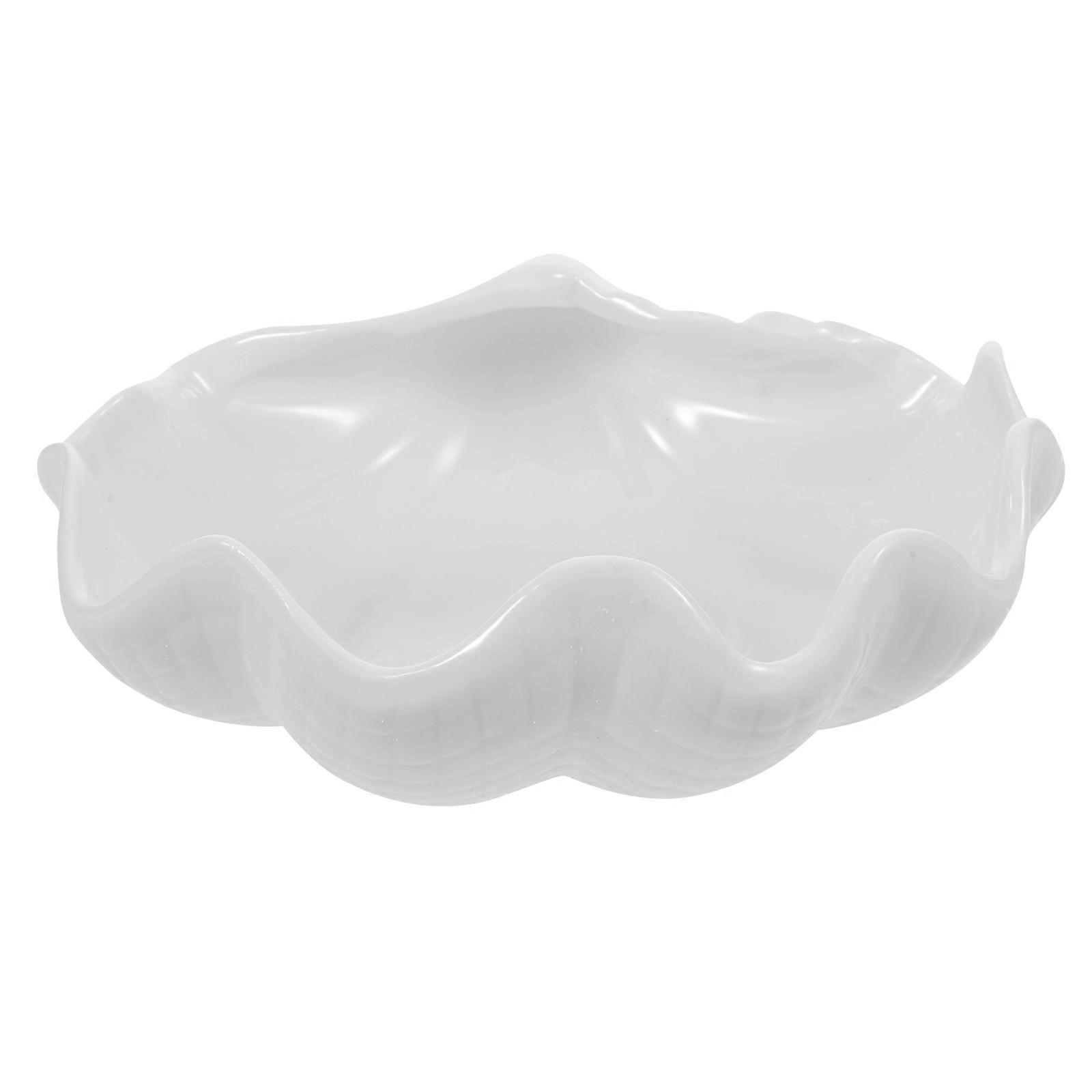 Coastal Style Ceramic Jewelry Tray Dish with Shell Shape for Living Room Storage 1Pack