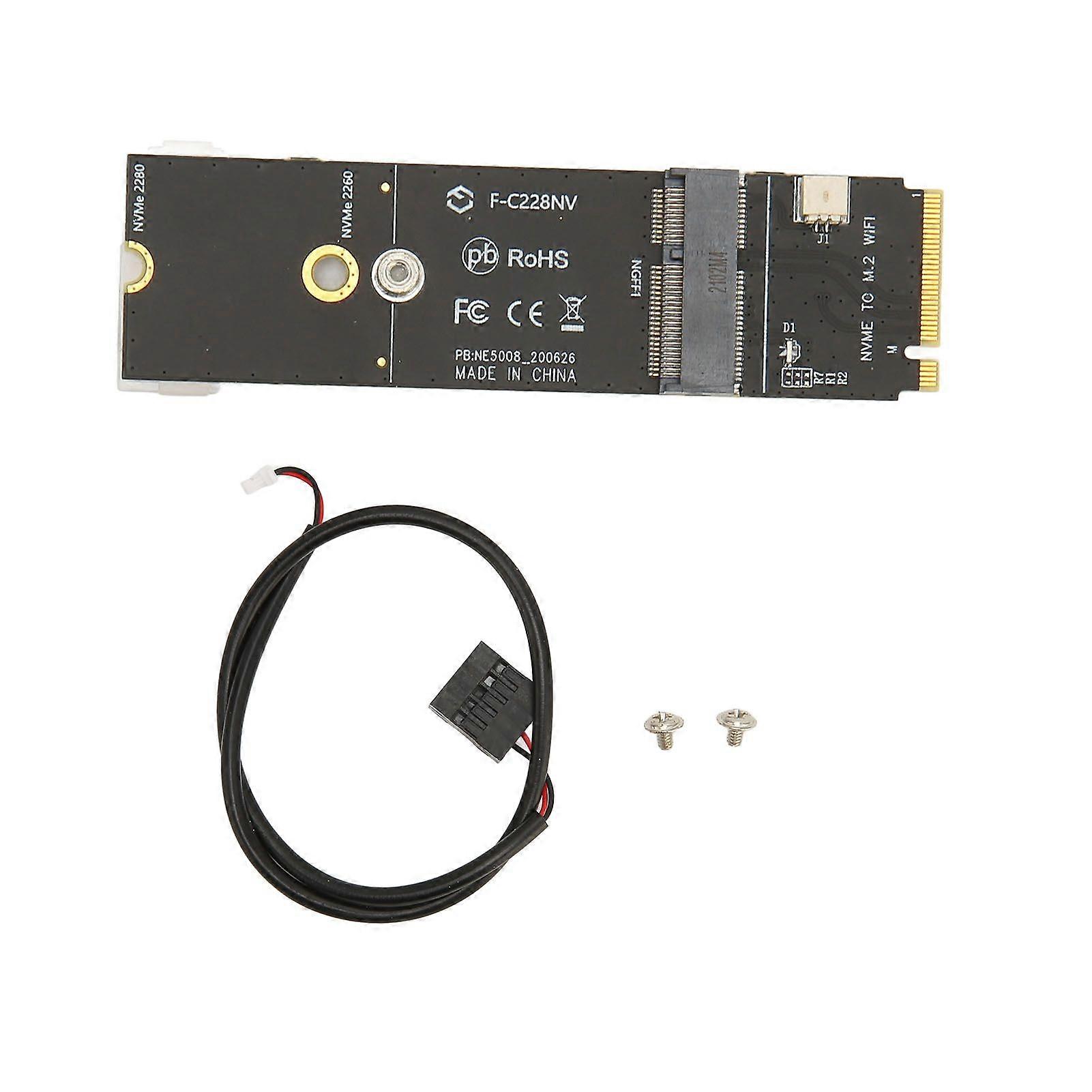 M.2 A+E Key to M.2 M Key Card Durable Stable M.2 A+E Key to M.2 M Key SSD Riser Card for Network Card M.2 SSD