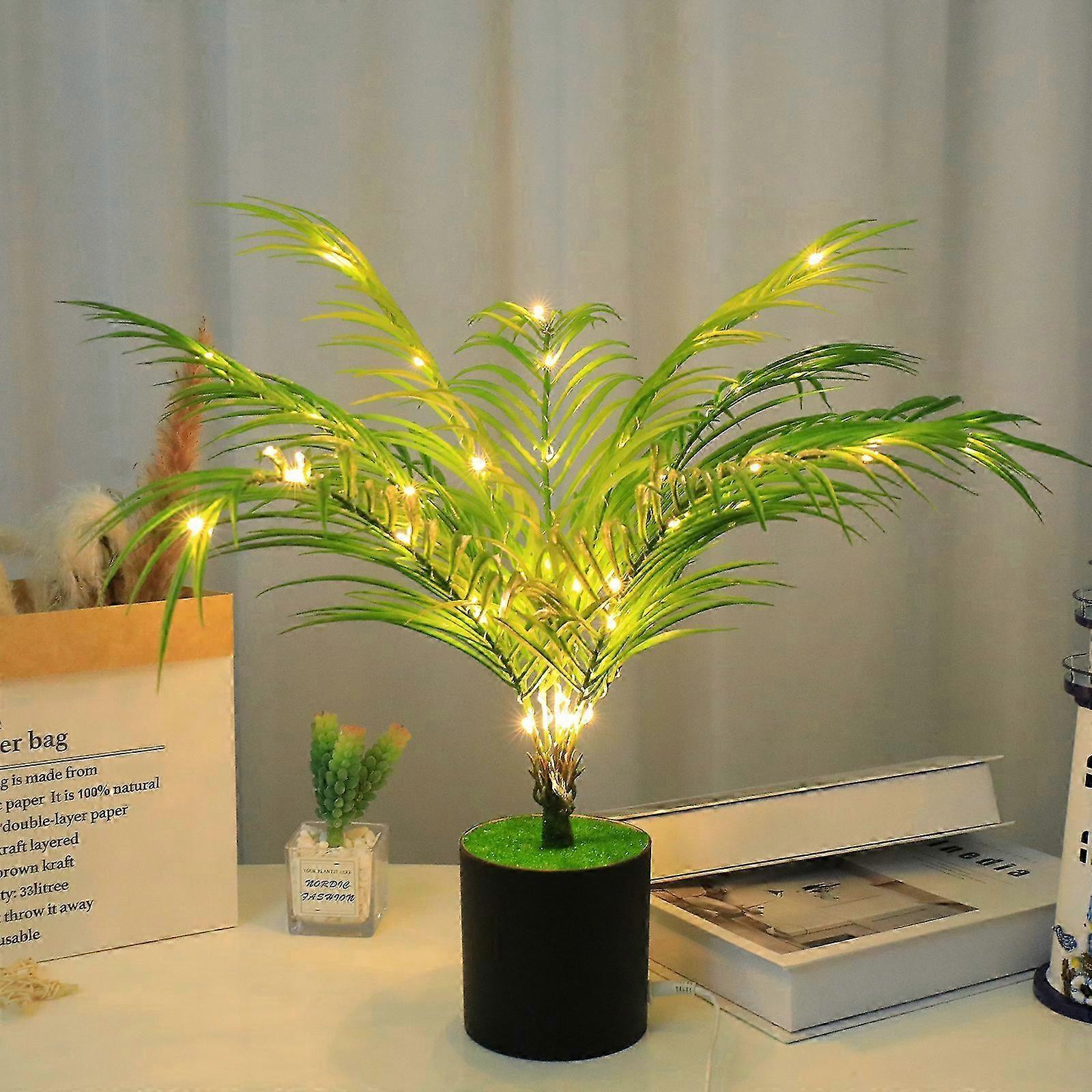 LED night light simulation plant tree lights bonsai pine needles gr...