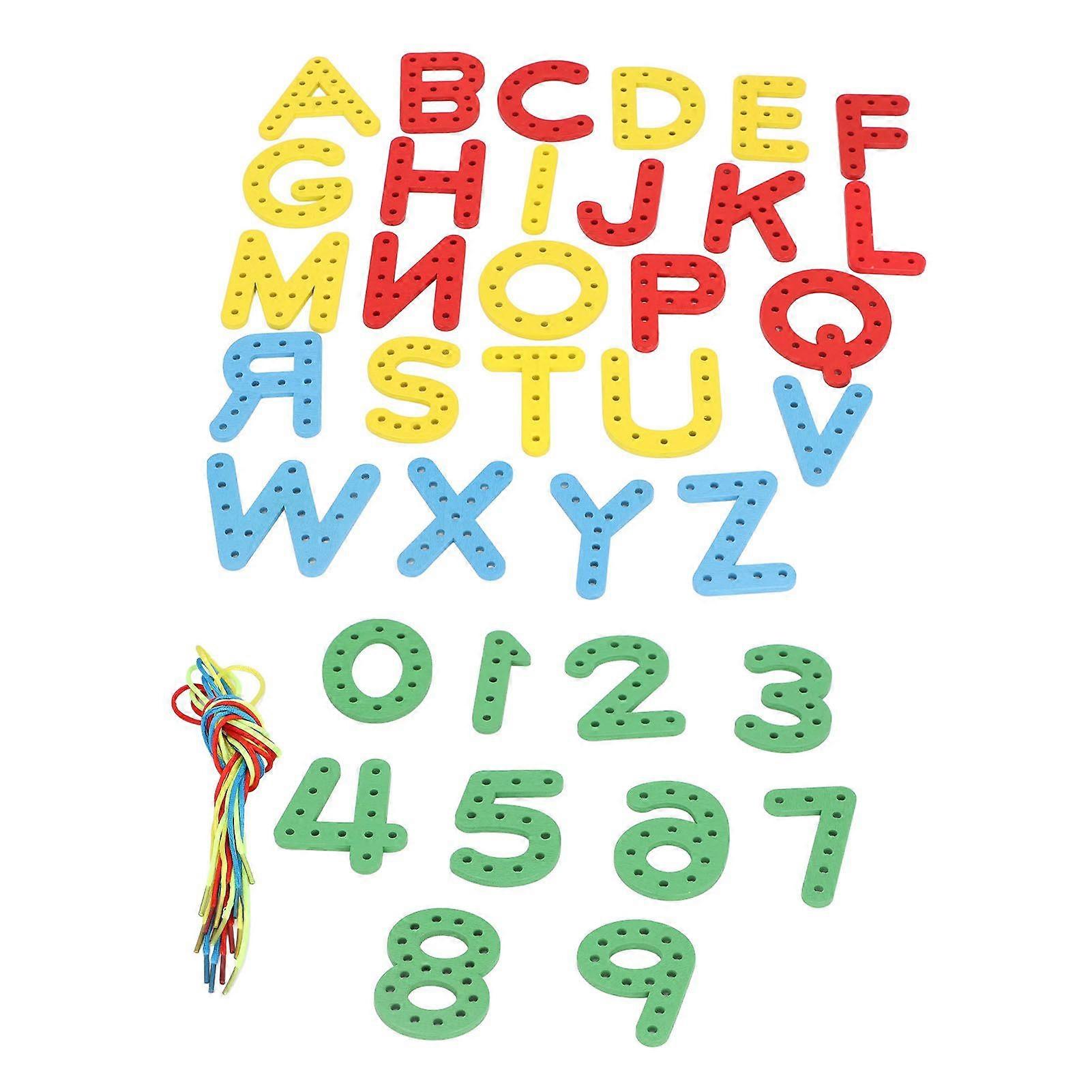 Lacing Alphabet Early Spelling Letter Recognition Educational Fine Motor Skills Alphabet Threading Toy for Boys Girls