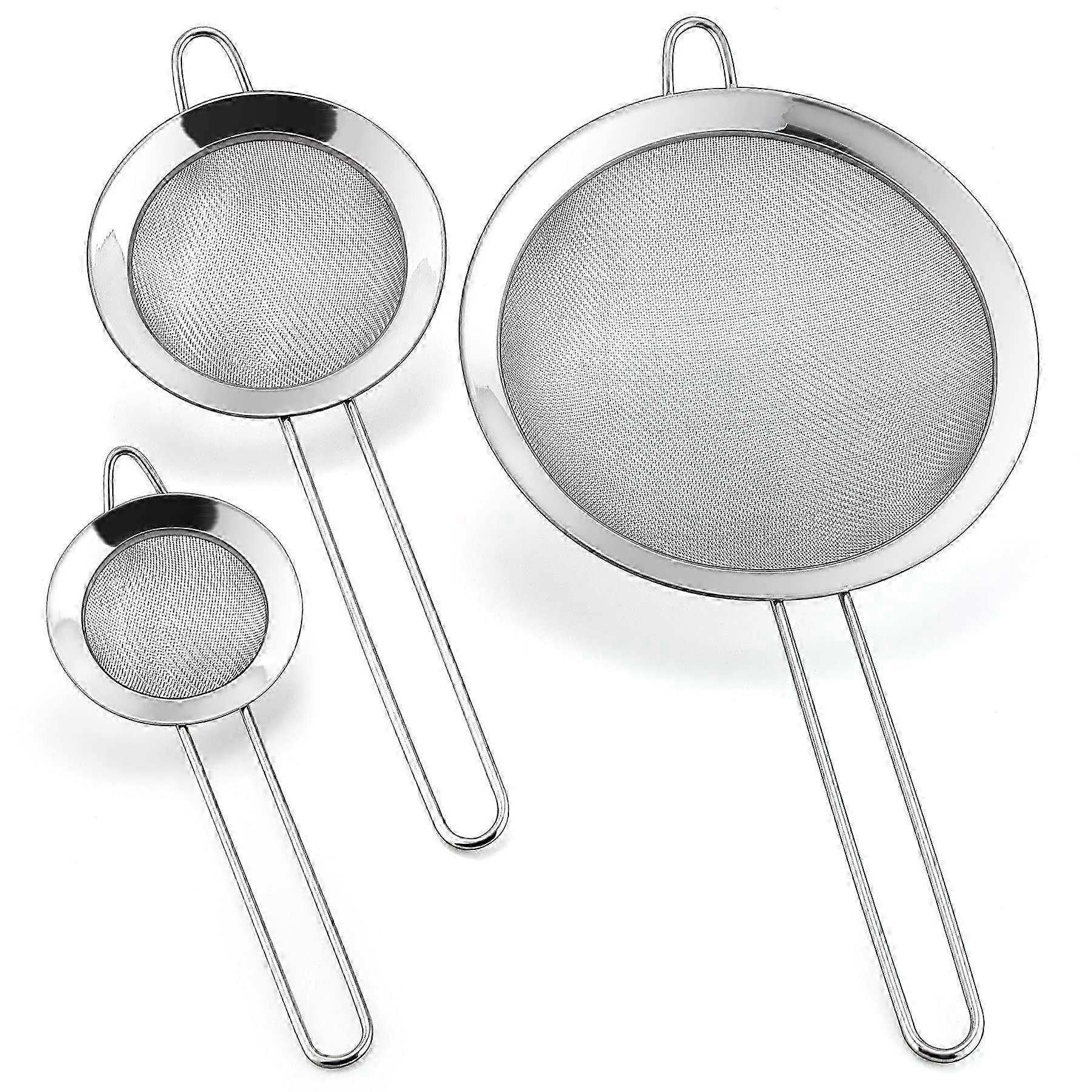 Sieves and Strainers, 3 Pcs Stainless Steel Fine Mesh Sieve for Bak...