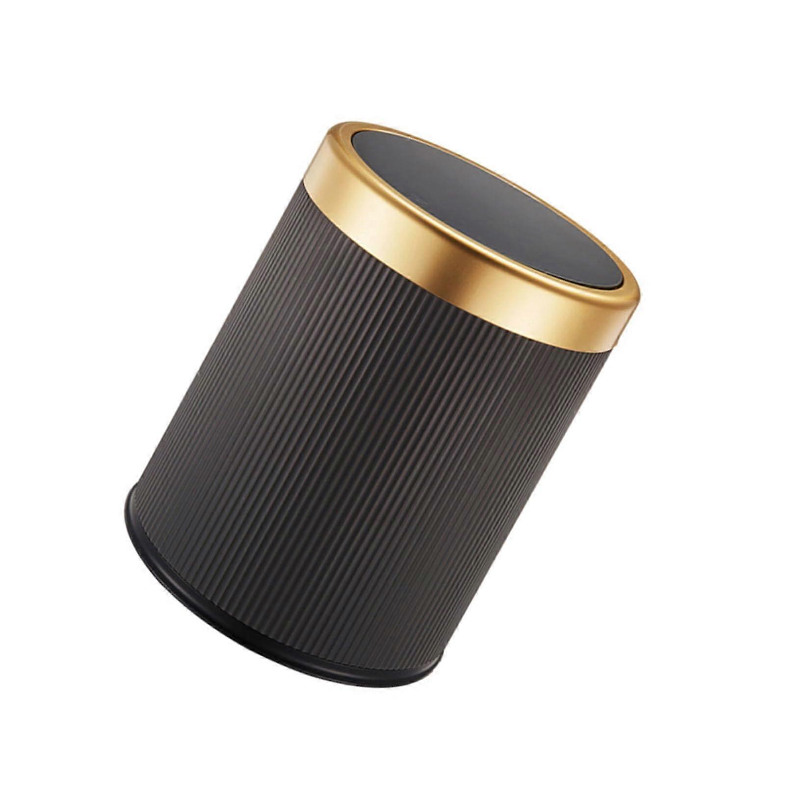 Round Waste Bin Push Lid Round Trash Can Home Office Waste Basket Compact Durable