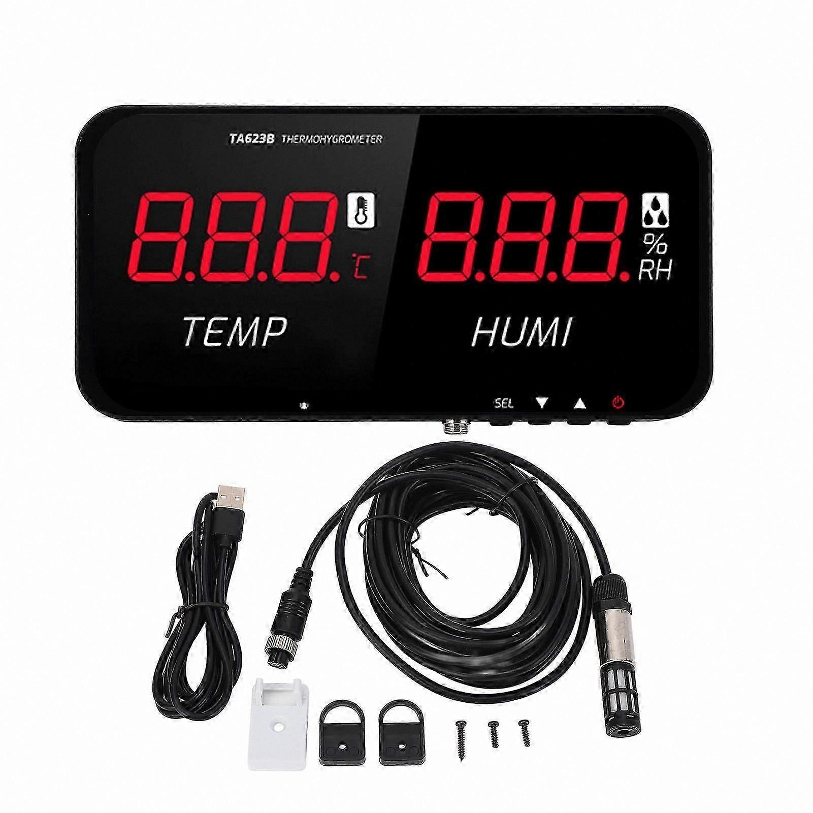 LED Display Hygrometer Thermometer for Greenhouse, 13 Inch Large Screen for Temperature and Humidity Monitoring