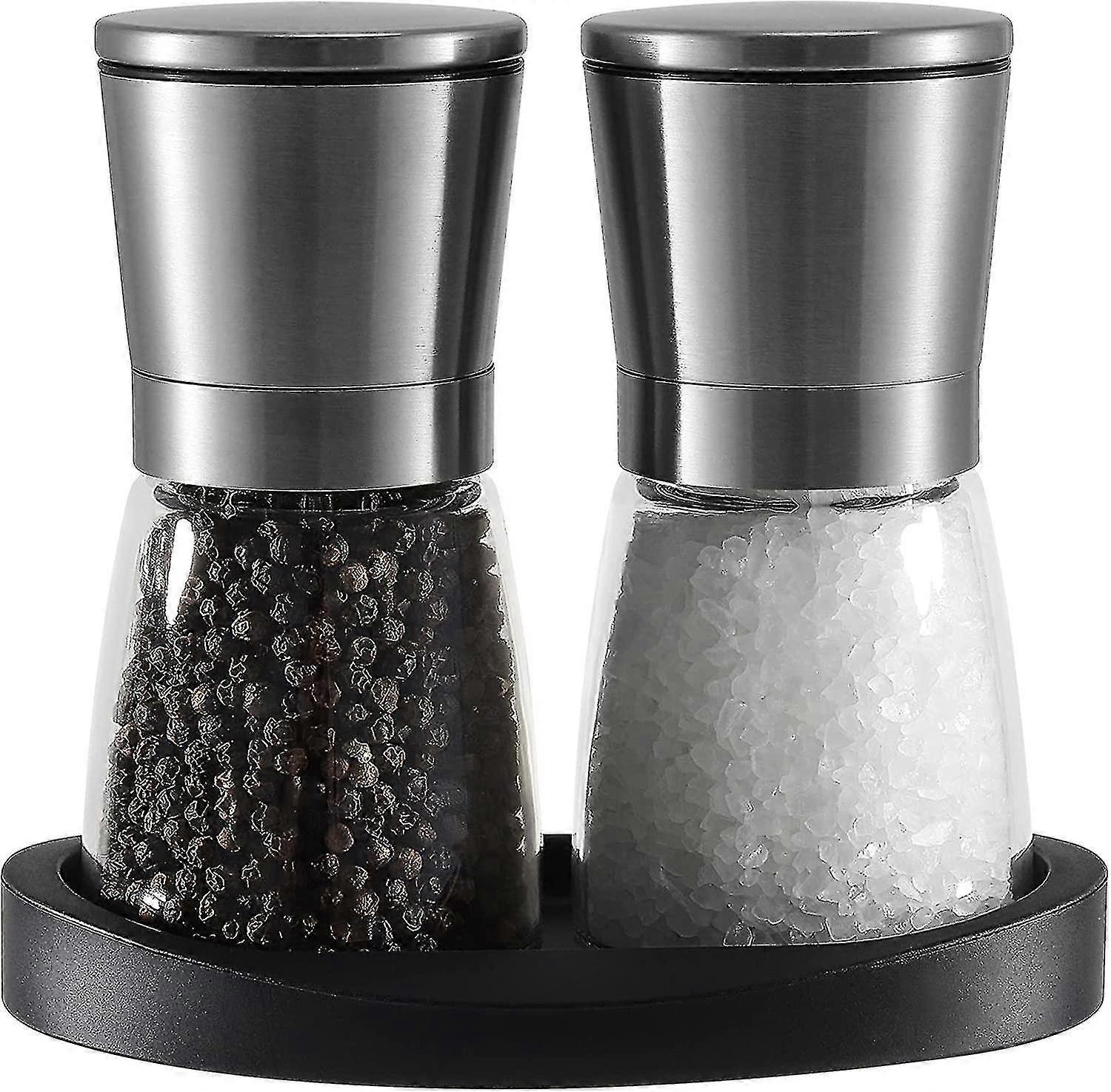 Salt and Pepper Grinder Set, Two-piece Set with Adjustable Ceramic Grinding Core
