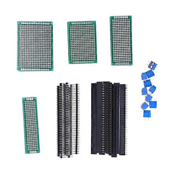 Double-Sided PCB Kit with Terminal Block and Pin Header for Electronics Soldering Beginners