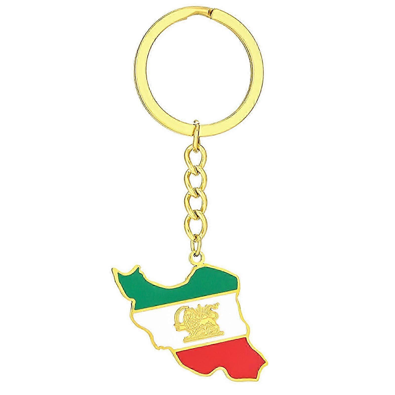 Titanium Steel Iran Flag Pendant Keychain For Adults
