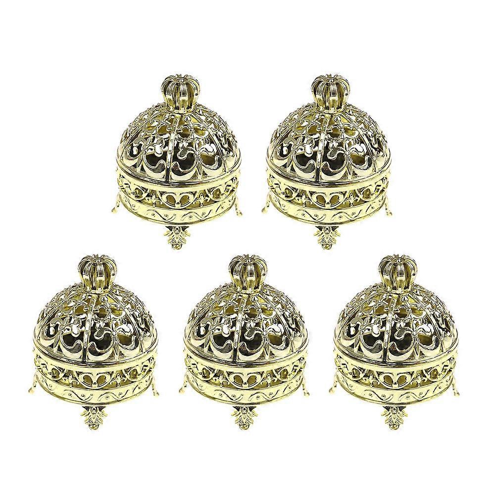 Golden Round Crown Shaped Candy Boxes for Party Storage Made of PP Perfect for Gifts and Candies 5 Pieces