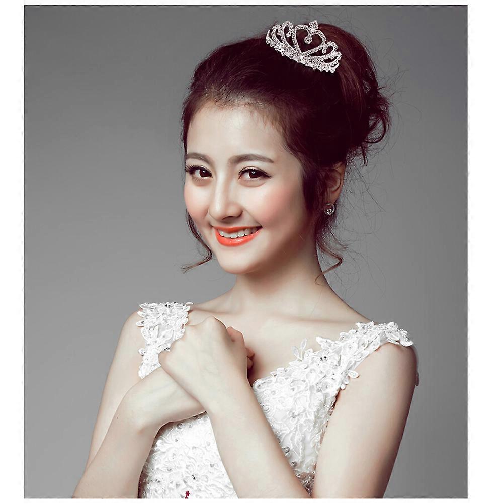 Sparkling Crystal Rhinestone Tiara Headband for Wedding with Comb in Silver Color Alloy Material