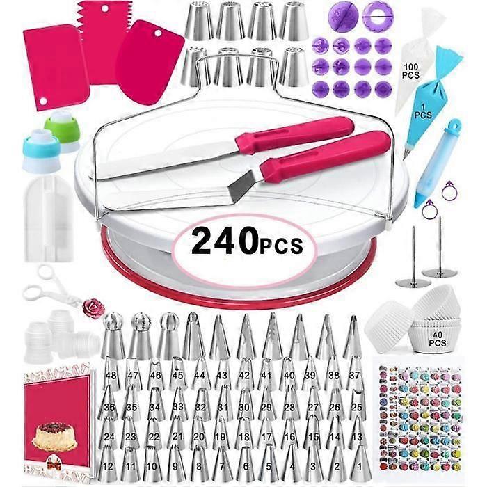 Pastry Kit - Professional - Turntable - Non-Slip - ABS Plastic - 240Pcs