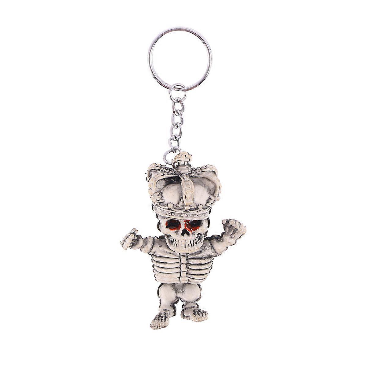 Silver Rubber Skull Keychain Unique Shape Design for Handbag Keys Wallet Decorative Pendant 3.5 Inches