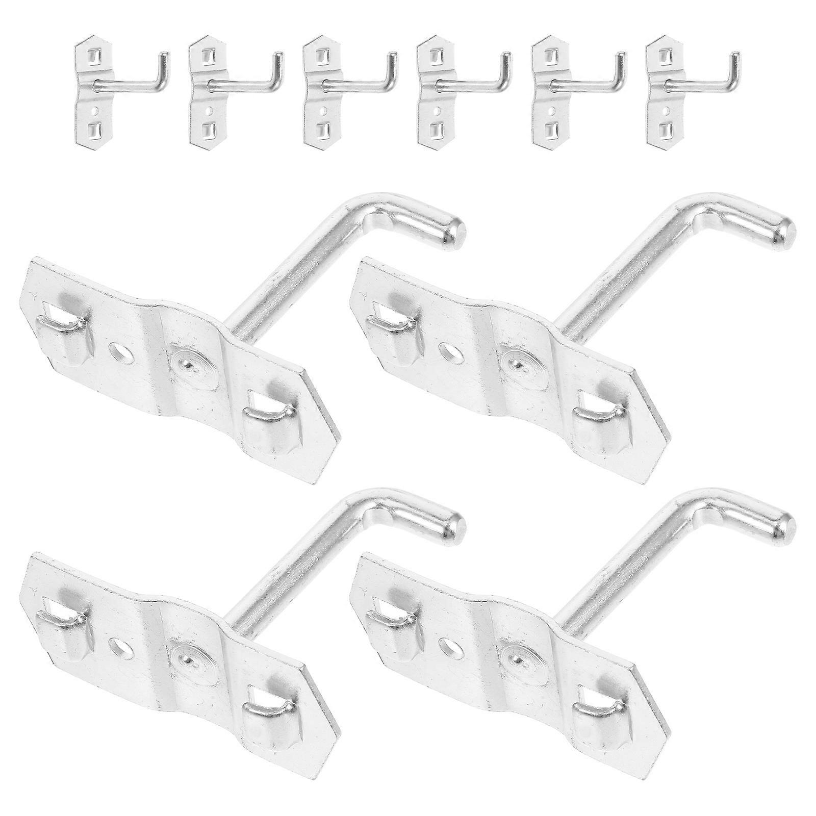 Five Hardware Storage Pegboard Hooks for Heavy Duty Use 10Pcs Silver Metal