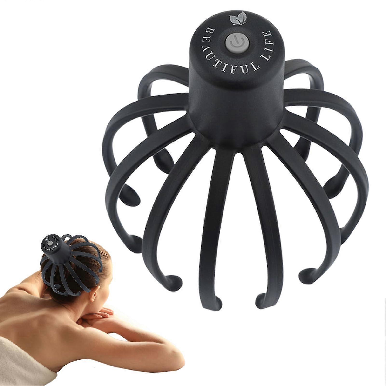 Electric Scalp Massager Rechargeable Ergonomic Head Scratcher Compact Multi-Mode Oscillation Octopus Grip Stress Relief Device