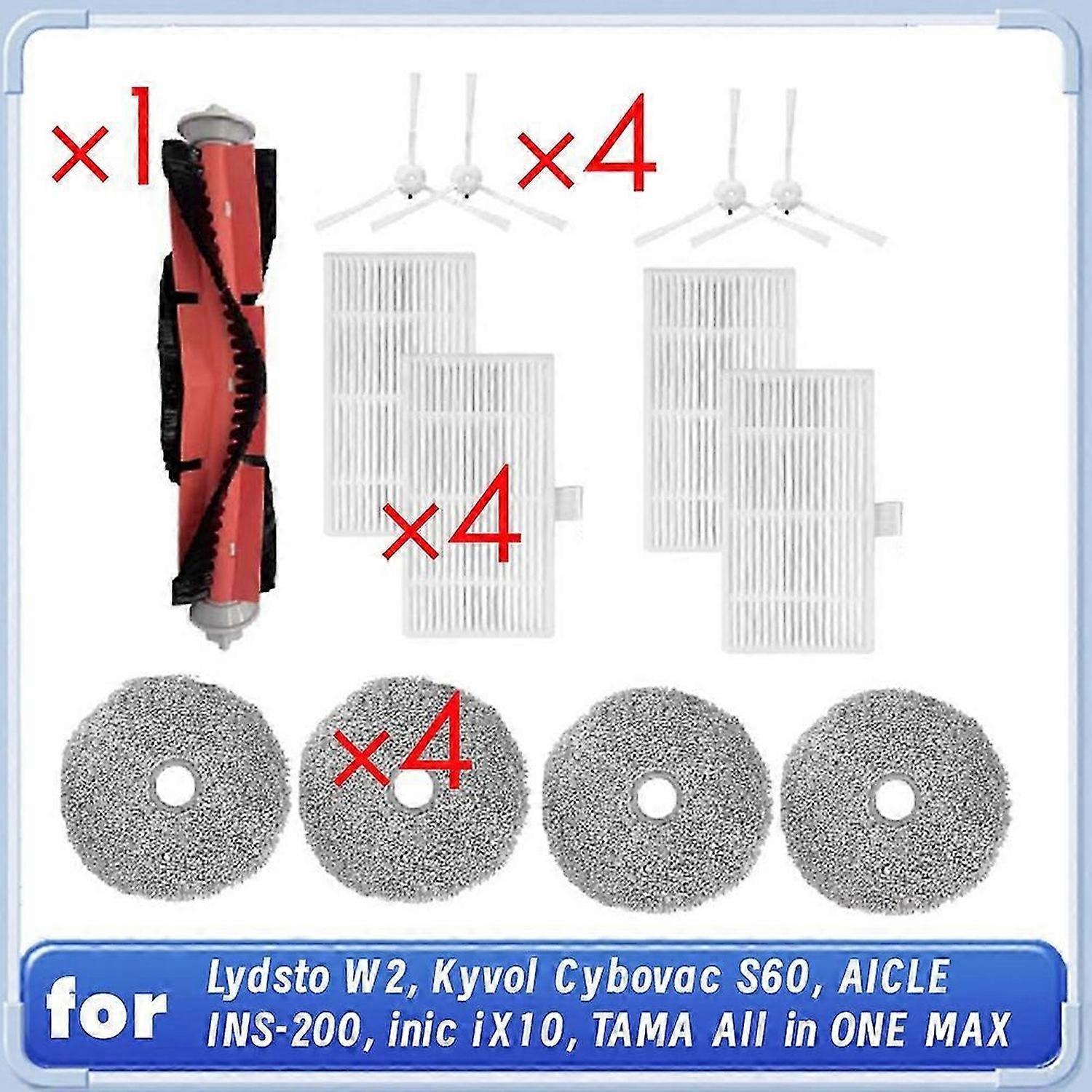 13 Pcs for Lydsto W2, Kyvol Cybovac S60, AICLE INS-200, Inic IX10, TAMA All in ONE MAX Robot Vacuum Cleaner Cleaning Kit
