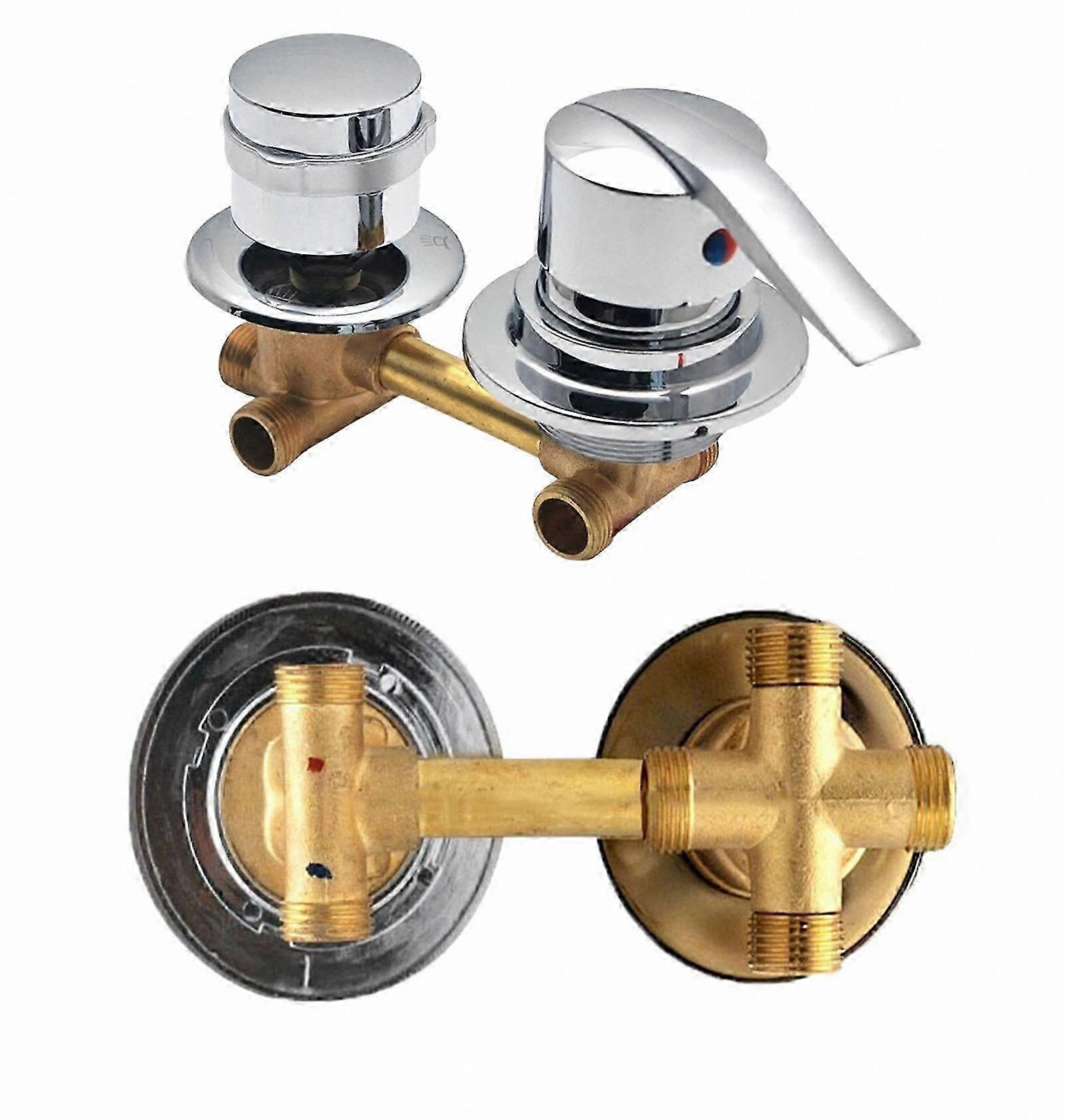 Brass Shower Mixer Valve, Multi-Way Diverter for Hot & Cold Water, Bathtub and Steam Room Faucet with Threaded Connection