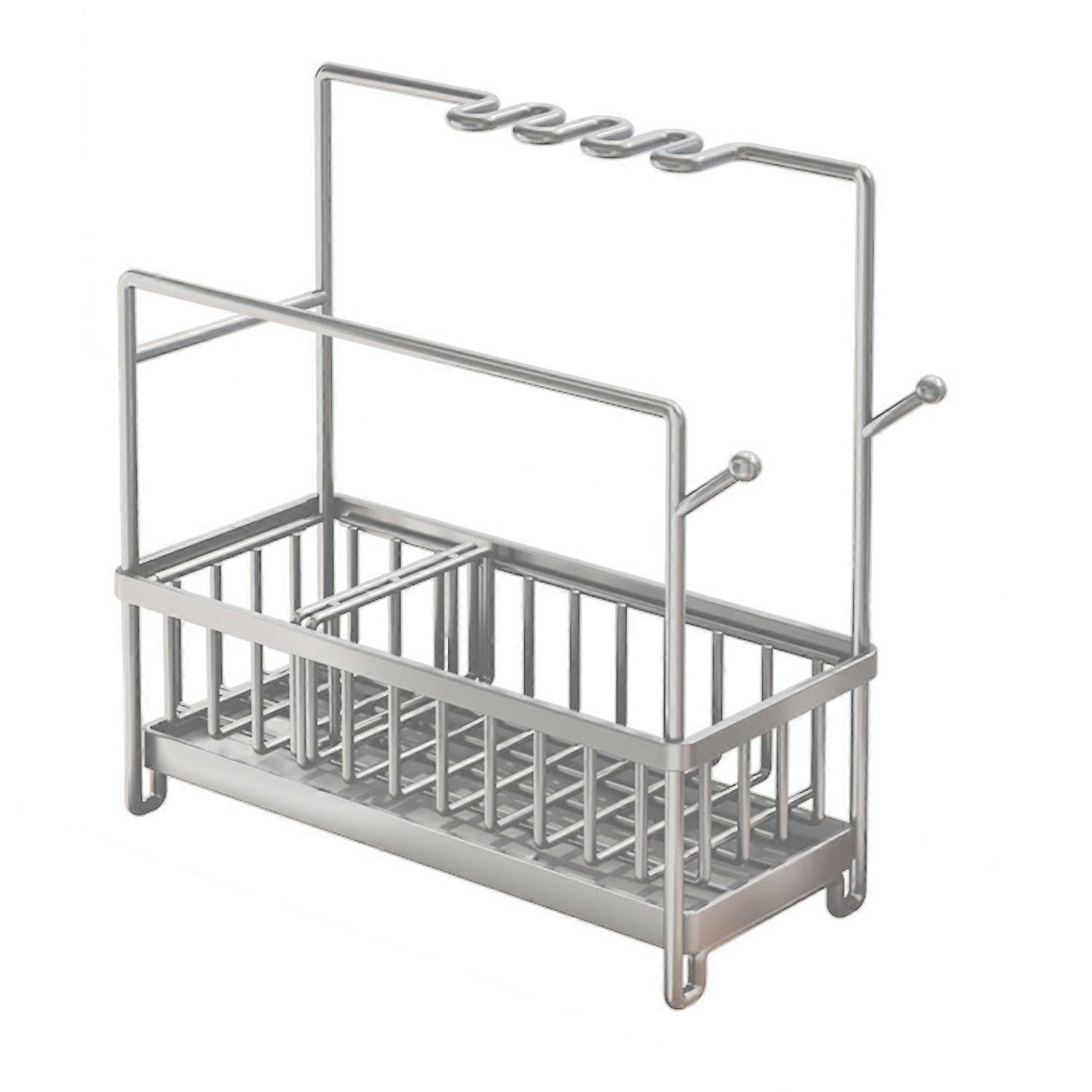 Kitchen Sink Organizer Storage Rack with Removable Drain Tray Easy Access Multi-Functional Towel