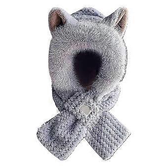 2-in-1 Fox Hat Scarf Set, Cute and Warm, Earmuffs Beanie with Attached Scarf for Women