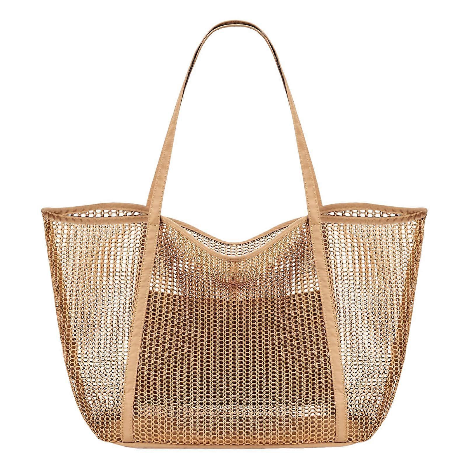Mesh Beach Bag Large Capacity Foldable Women's Lightweight Summer Bag For Beach Pool Gym Travel Shopping