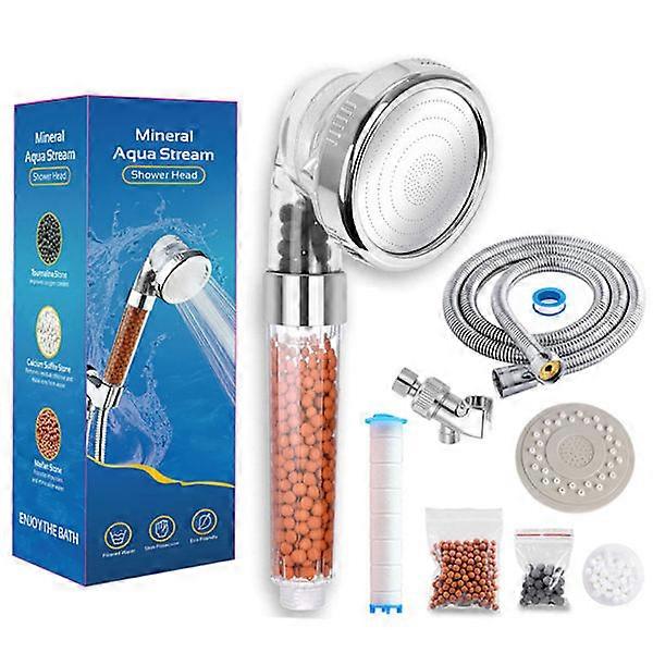 Shower Head, Anti-limescale Water-Saving Shower Head High Pressure Three Filter System with Replaceable PP Cotton Filter
