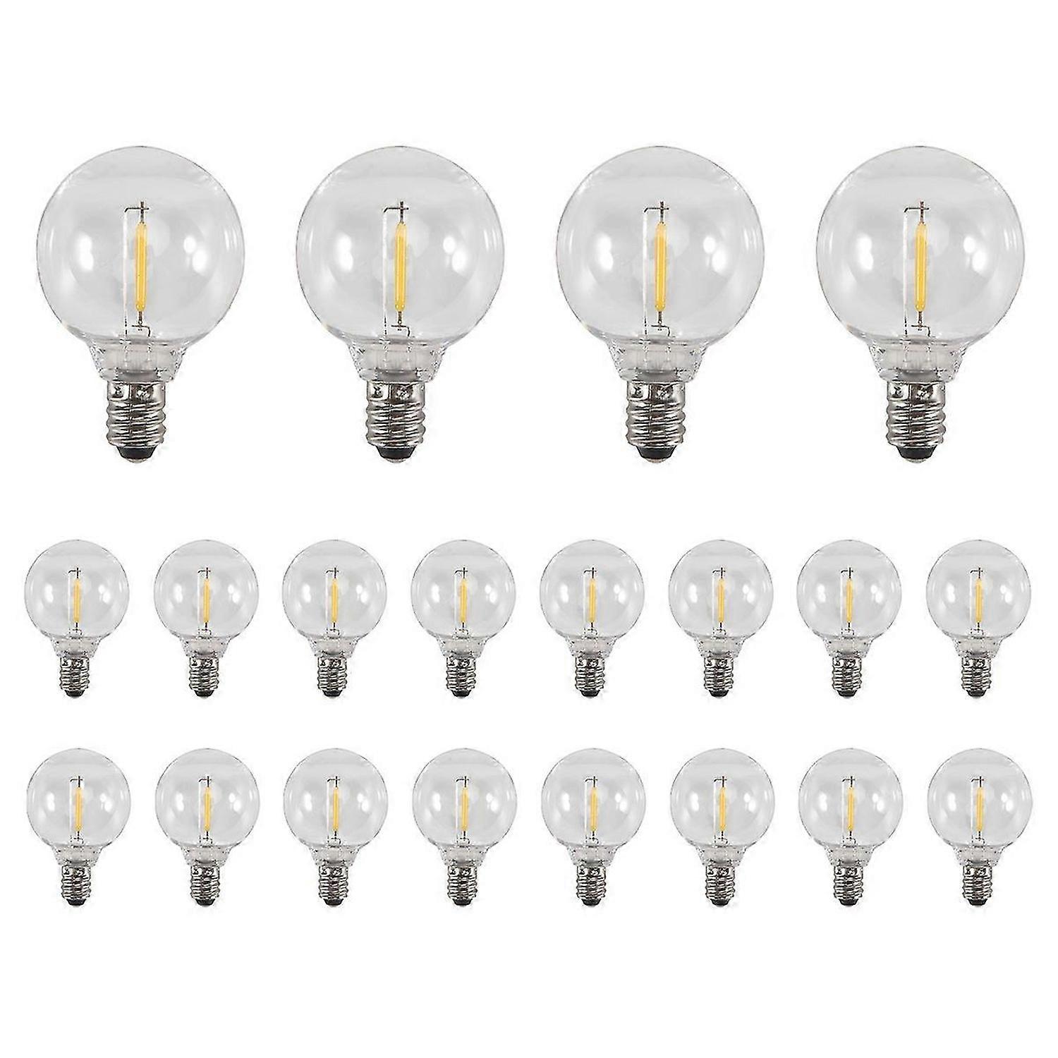 20 Pcs G40 LED Replacement Light Bulbs E12 Screw Base Shatterproof LED Globe Bulbs for Solar String Lights Warm