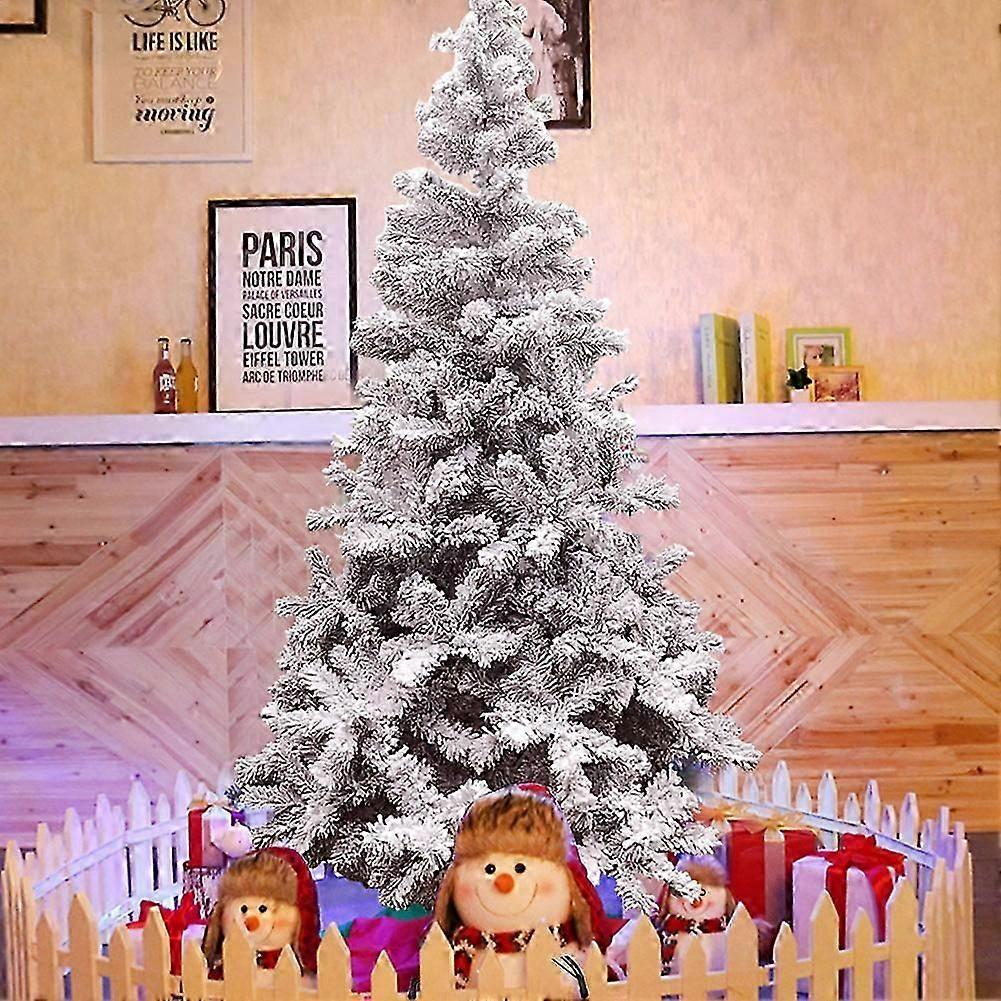 Snow Flocked Hinged Artificial Christmas Pine Tree Decoration Holiday with Metal Stand