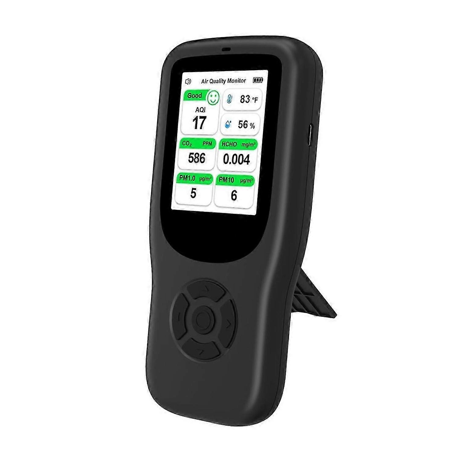 Air Quality Monitor Indoor, 10-in-1 Air Quality Detector with Stand, Real-Time Air Meter Test with A