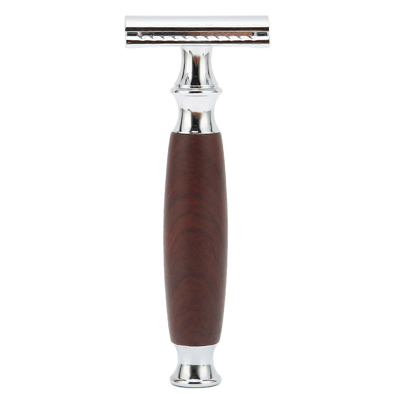 Double Edge Safety Razor Men Home Salon Portable Zinc Alloy Wooden Handle Manual Shaver (Without Blade)