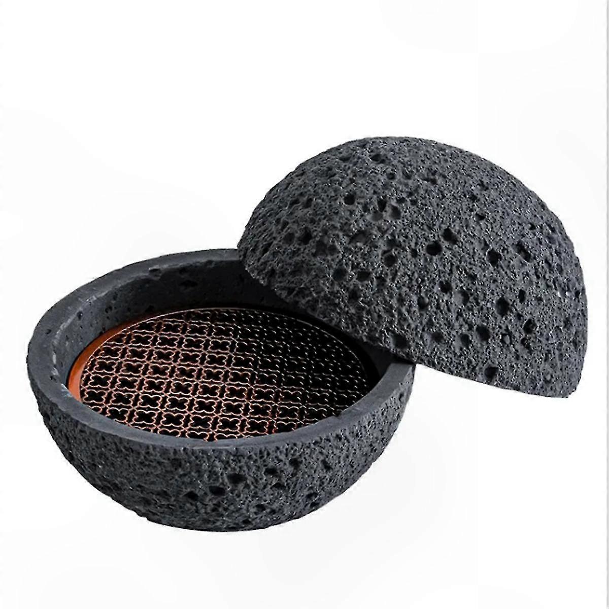 Volcanic Stone Artistic Dish for Sushi, Sashimi, Seafood, and Ice Serving, Unique Pendulum Design Smoke Plate for Creative Tableware Presentation, 1 C