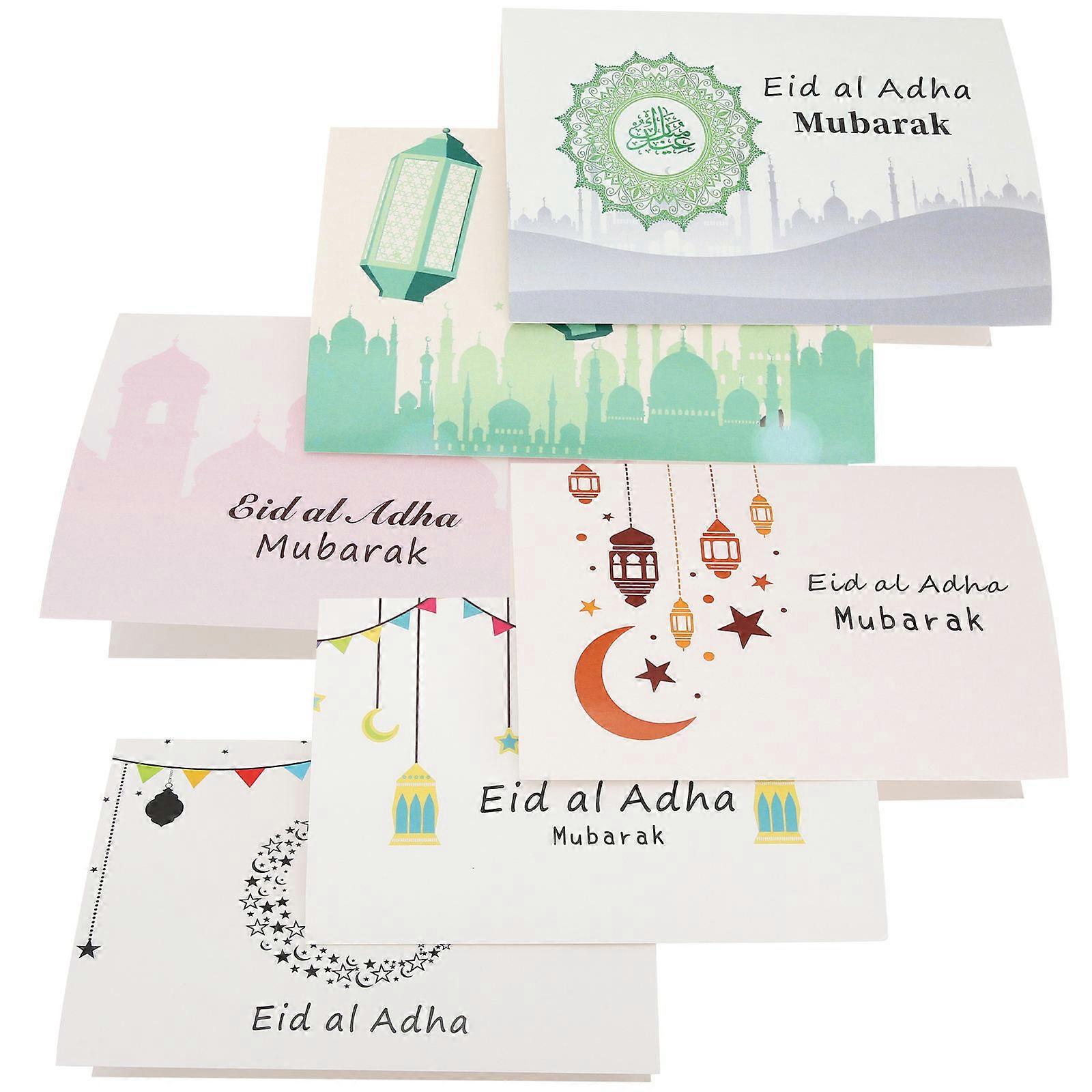 Eid Mubarak Supplies Eid Greeting Cards Rectangular Assorted Color Paperboard Eid Greetings 1 Set