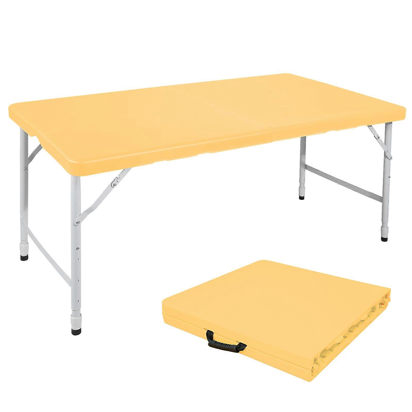 Portable folding table 125cm adjustable height heavy duty camping picnic party