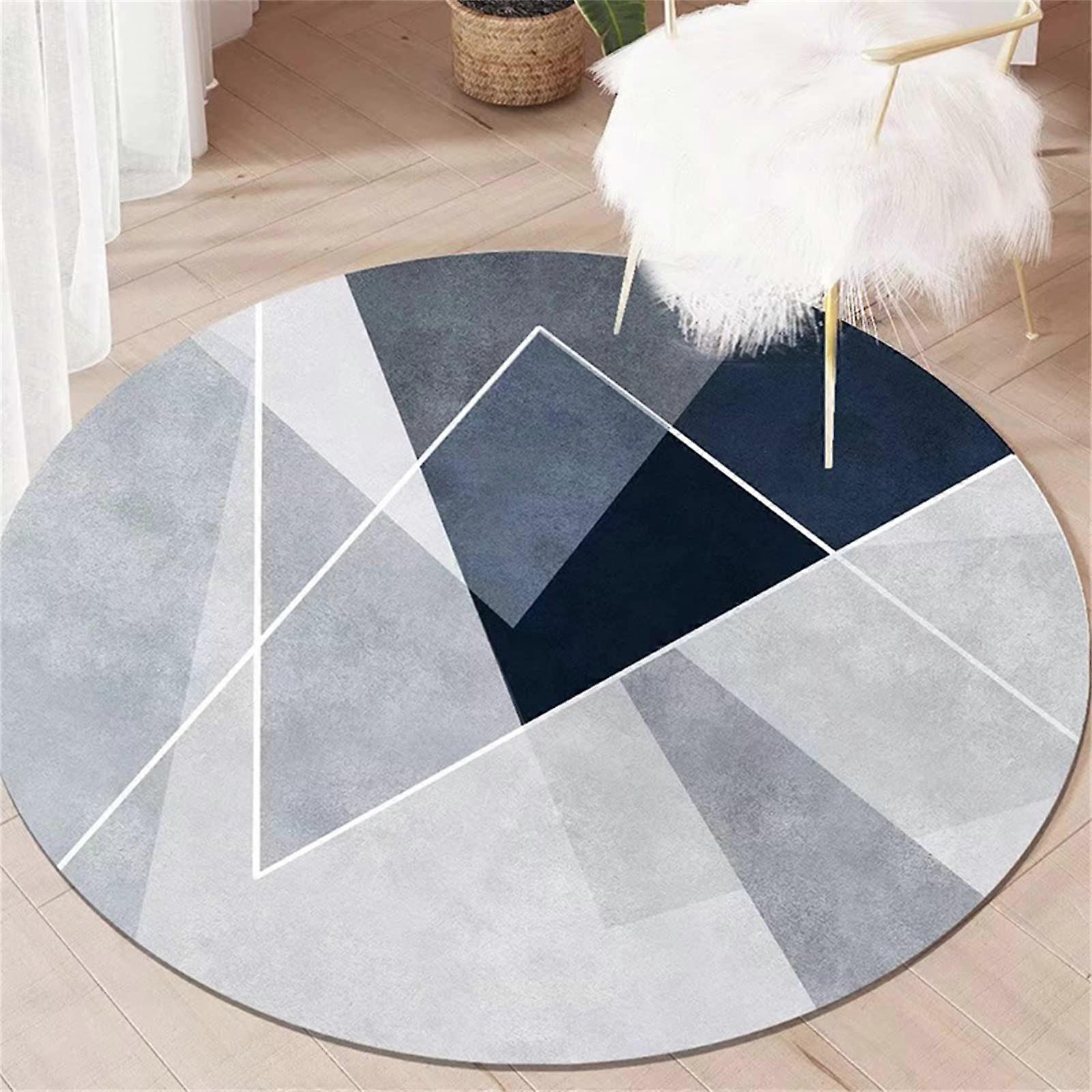 Simple Lines Floor Rug - Round Plush Weave - Super Soft Baby Crawl Mat - Playing Mat - Minimalist Bedroom Carpet